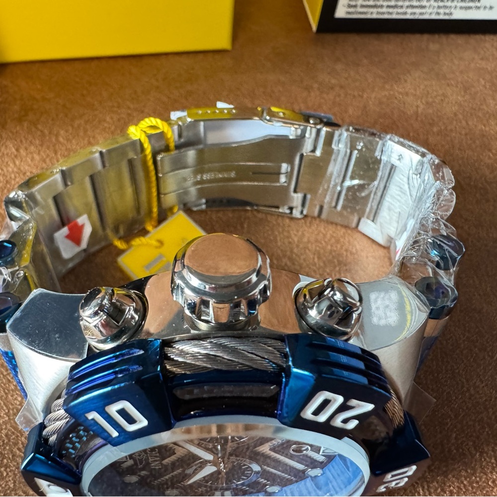 Invicta Bolt Men's Watch w/ 3D Dial 52mm Blue Steel Carbon NEW! - Picture 3 of 12